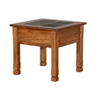 Marv Side End Table w Drawer- 26 Inch Square Slate Inlay Top- Brown