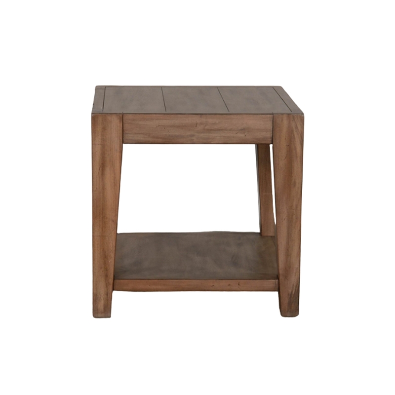 Yael Side End Table- Tapered Legs- 24 Inch Square Top- Light Brown