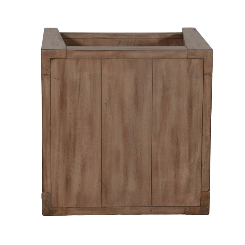 Yael Side End Table- Tapered Legs- 24 Inch Square Top- Light Brown