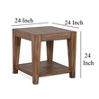 Yael Side End Table- Tapered Legs- 24 Inch Square Top- Light Brown