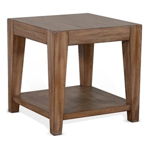 Yael Side End Table- Tapered Legs- 24 Inch Square Top- Light Brown