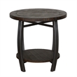 Flint Side End Table w Shelf- Barrel Shape- 24 Inch Dark Brown Round