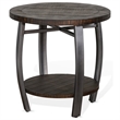 Flint Side End Table w Shelf- Barrel Shape- 24 Inch Dark Brown Round