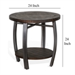 Flint Side End Table w Shelf- Barrel Shape- 24 Inch Dark Brown Round