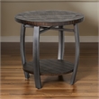 Flint Side End Table w Shelf- Barrel Shape- 24 Inch Dark Brown Round