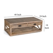 Rany Cocktail Table- 2 Drawers- Shelf- 48 Inch Rectangular Light Brown