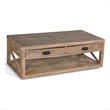 Rany Cocktail Table- 2 Drawers- Shelf- 48 Inch Rectangular Light Brown