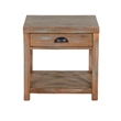 Rany Side End Table- Drawer- Shelf- 22 Inch Square Top- Light Brown