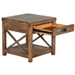 Rany Side End Table- Drawer- Shelf- 22 Inch Square Top- Light Brown