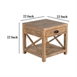 Rany Side End Table- Drawer- Shelf- 22 Inch Square Top- Light Brown