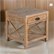 Rany Side End Table- Drawer- Shelf- 22 Inch Square Top- Light Brown