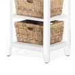 Livy Storage Rack End Table with 3 Natural Brown Rattan Baskets- White