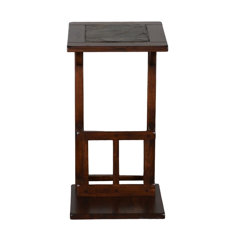Odel Side Table with Magazine Rack- 13 Inch Top- Brown Mahogany Wood