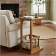 Marv Side Table with Magazine Rack- 13 Inch- Rustic Oak Finish Wood