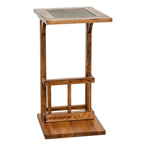 Marv Side Table with Magazine Rack- 13 Inch- Rustic Oak Finish Wood