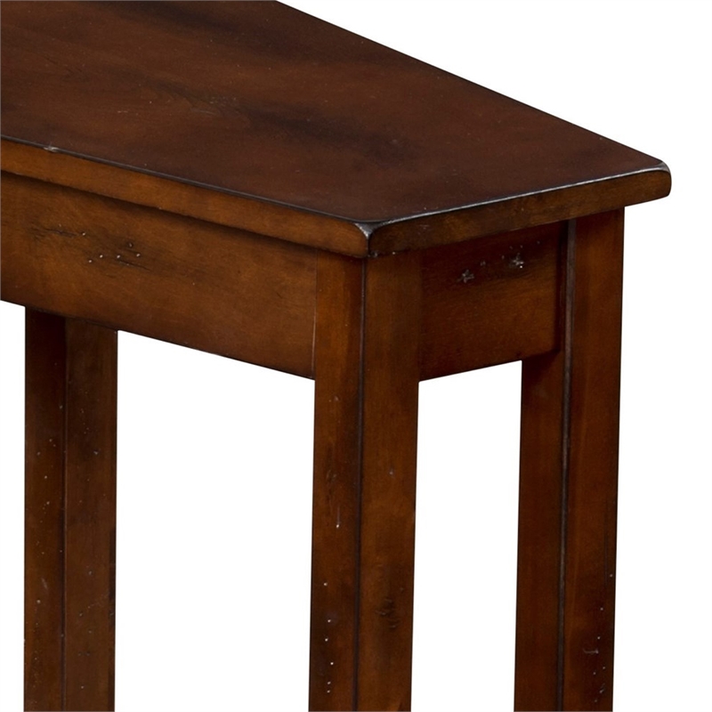 Odel Chairside Table with Shelf- 24 Inch Angled Dark Brown Mahogany