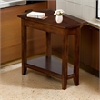 Odel Chairside Table with Shelf- 24 Inch Angled Dark Brown Mahogany