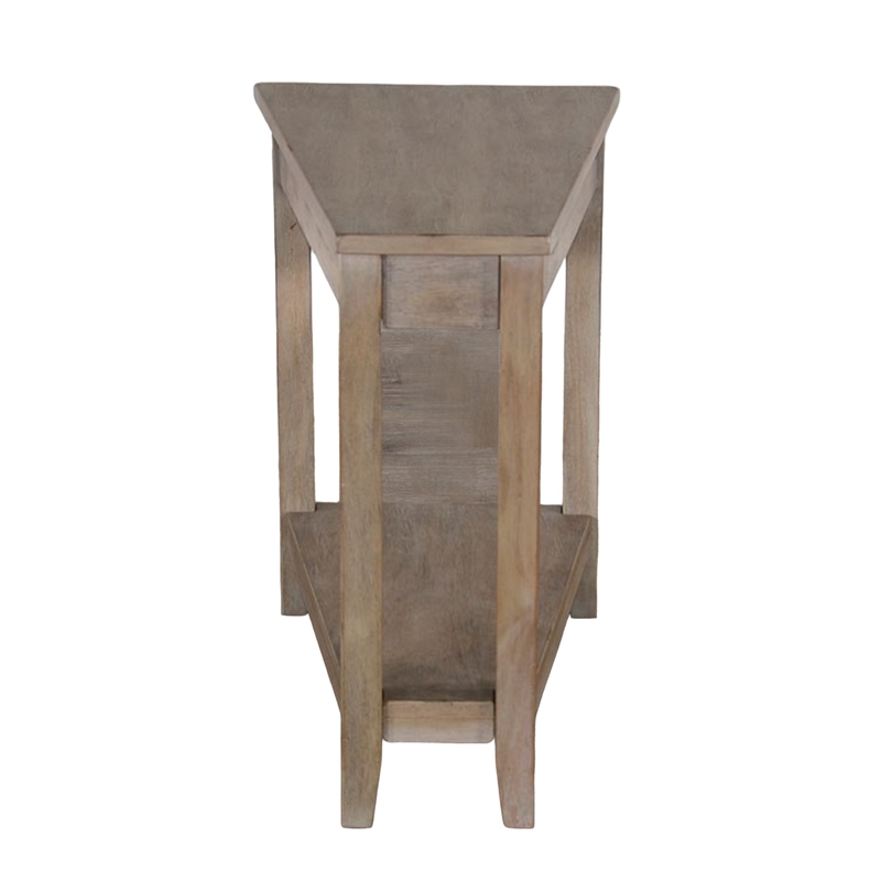 Chairside End Table with Shelf- 24 Inch Angled Light Brown Mahogany