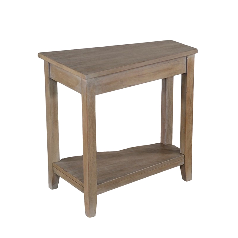Chairside End Table with Shelf- 24 Inch Angled Light Brown Mahogany