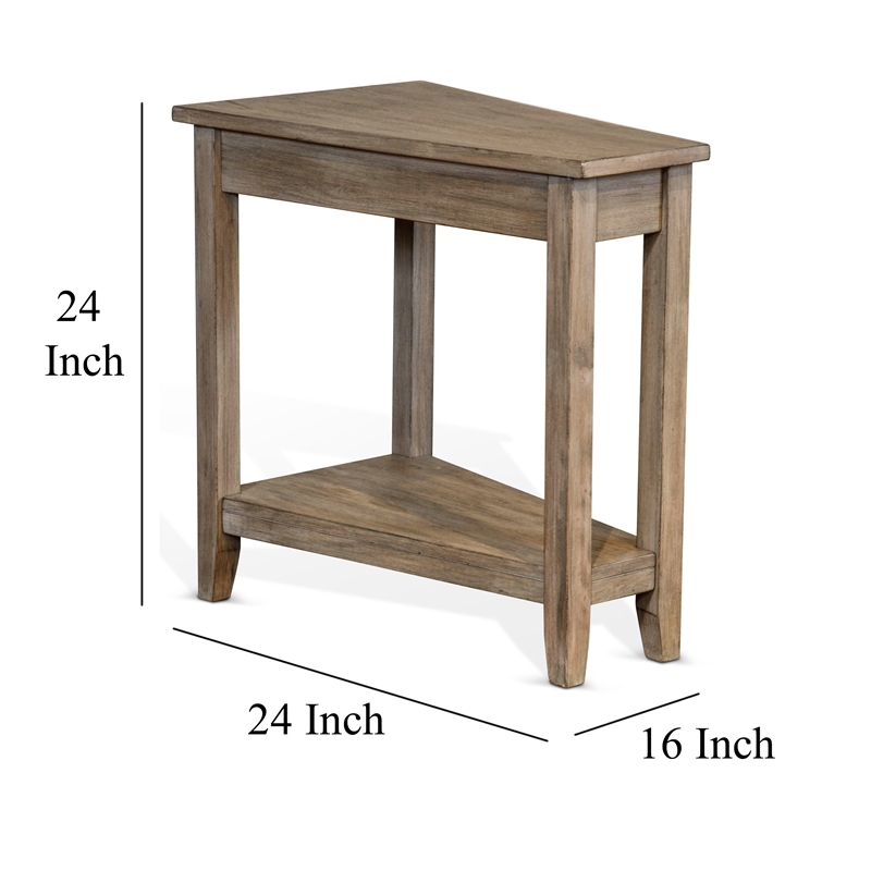 Chairside End Table with Shelf- 24 Inch Angled Light Brown Mahogany