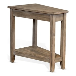Chairside End Table with Shelf- 24 Inch Angled Light Brown Mahogany