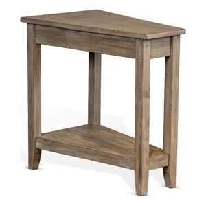 Chairside End Table with Shelf- 24 Inch Angled Light Brown Mahogany