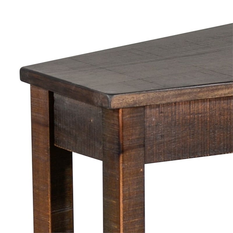 Flint Chairside Table with Shelf- 24 Inch Angled Dark Brown Mahogany