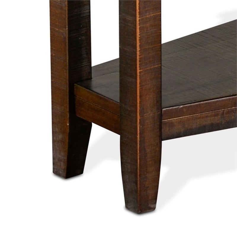 Flint Chairside Table with Shelf- 24 Inch Angled Dark Brown Mahogany