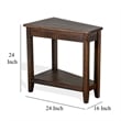 Flint Chairside Table with Shelf- 24 Inch Angled Dark Brown Mahogany