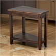Flint Chairside Table with Shelf- 24 Inch Angled Dark Brown Mahogany