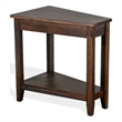 Flint Chairside Table with Shelf- 24 Inch Angled Dark Brown Mahogany