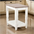 Dean Accent Side Table w Shelf- 26 Inch Rectangular Brown- White