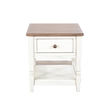 Dean Side End Table w Shelf- Drawer- 26 Inch Rectangular Brown- White