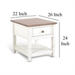 Dean Side End Table w Shelf- Drawer- 26 Inch Rectangular Brown- White