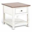 Dean Side End Table w Shelf- Drawer- 26 Inch Rectangular Brown- White