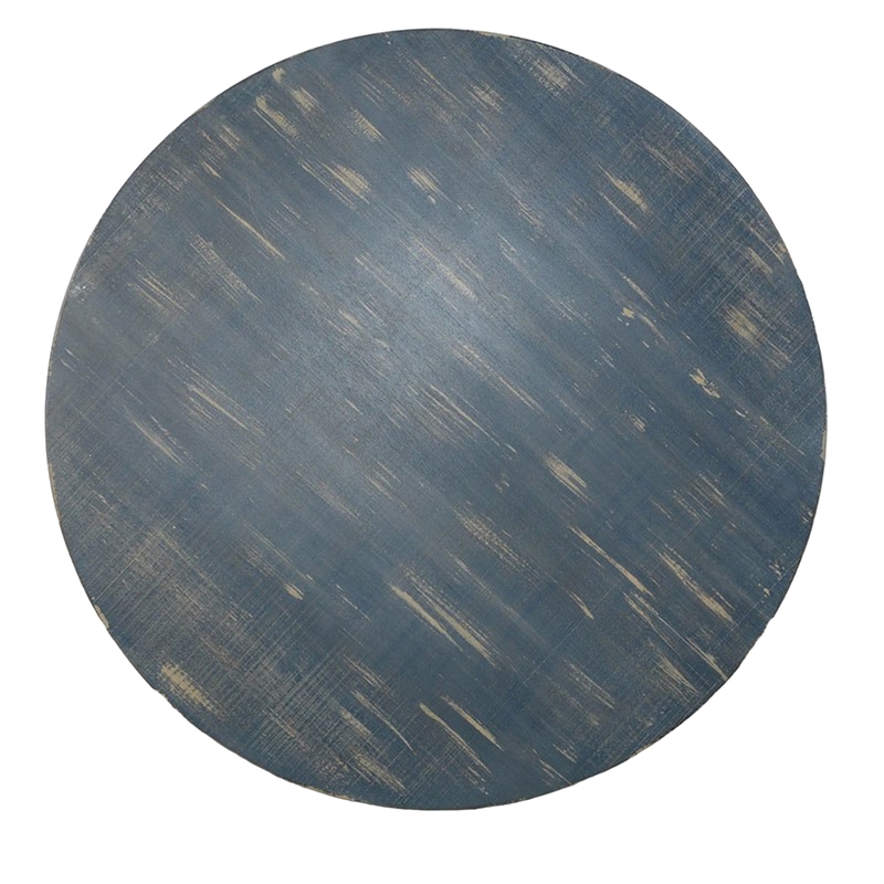 Rena Rustic Coffee Table- 36 Inch Round Top Distressed Ocean Blue Wood