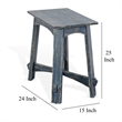 Rena Rustic Side Table- 24 Inch Rectangular Distressed Ocean Blue Wood