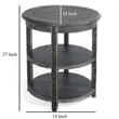 Rena Side End Table with 2 Shelves- 24 Inch Round Black Mahogany Wood