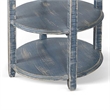Rena Side End Table with 2 Shelves- 24 Inch Ocean Blue Mahogany Wood