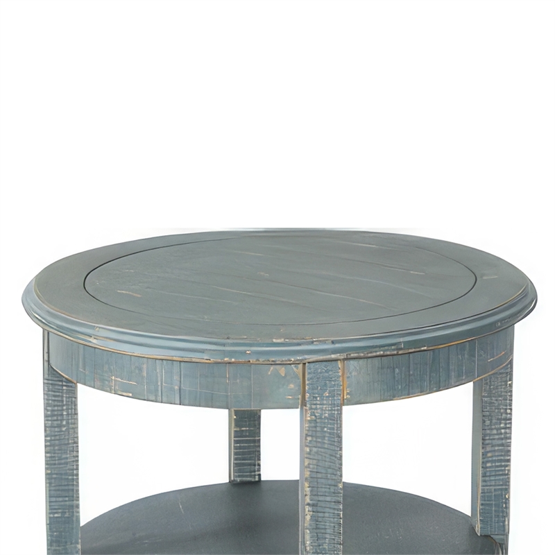 Rena Side End Table- 2 Shelves- 24 Inch Seagrass Green Mahogany Wood