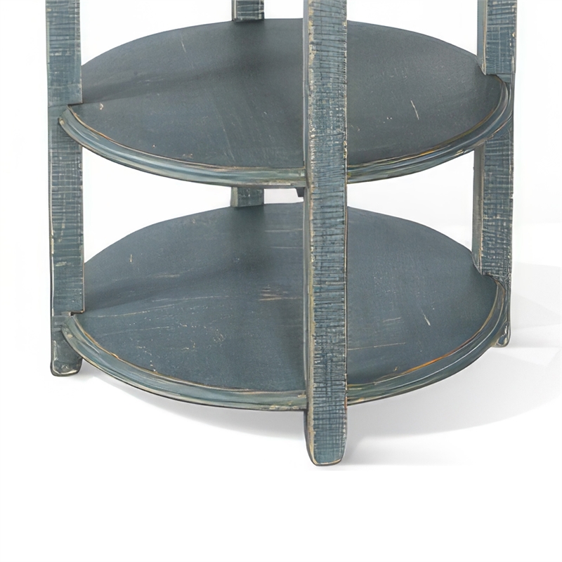 Rena Side End Table- 2 Shelves- 24 Inch Seagrass Green Mahogany Wood