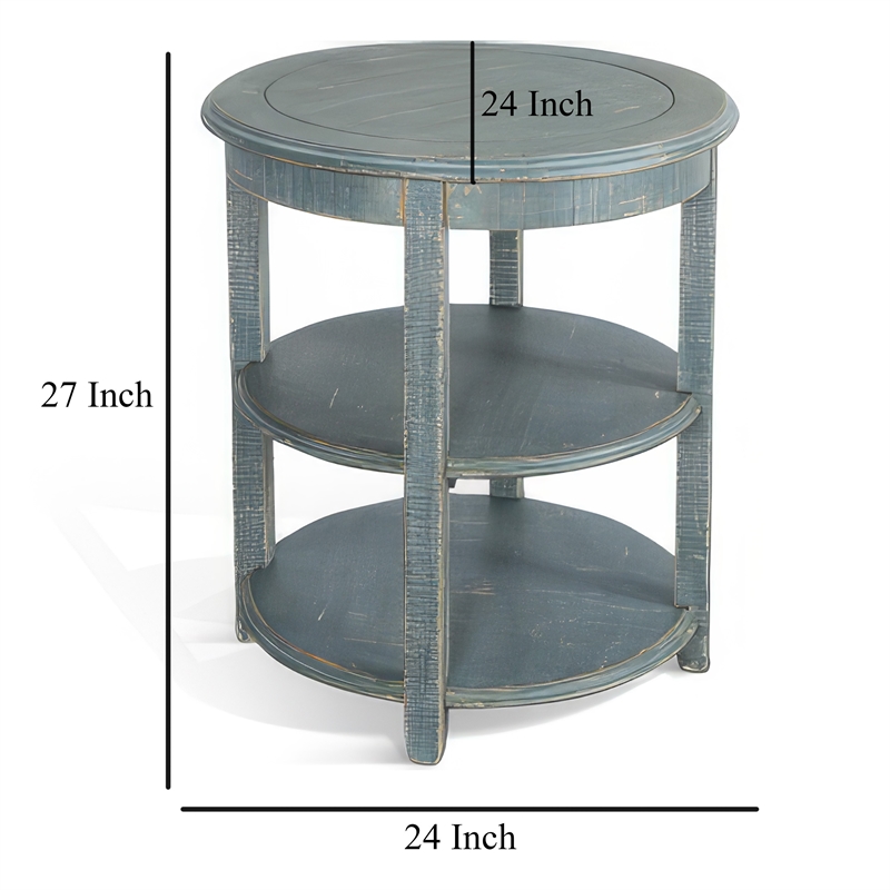 Rena Side End Table- 2 Shelves- 24 Inch Seagrass Green Mahogany Wood