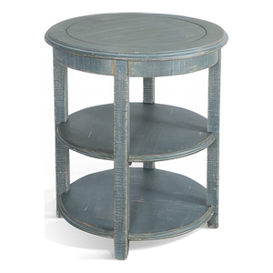 Rena Side End Table- 2 Shelves- 24 Inch Seagrass Green Mahogany Wood