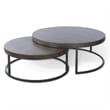 Rena 2 Piece Nesting Coffee Tables- Dark Brown Mahogany- Black Metal