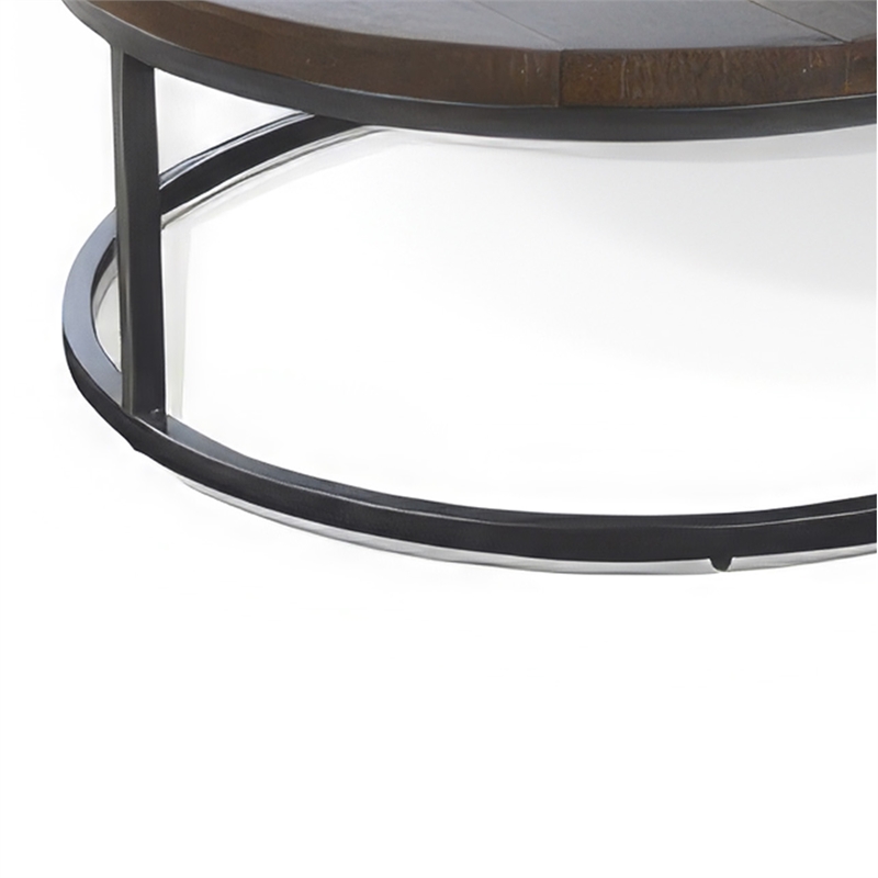 Rena 2 Piece Nesting Coffee Tables- Dark Brown Mahogany- Black Metal