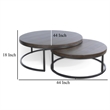 Rena 2 Piece Nesting Coffee Tables- Dark Brown Mahogany- Black Metal