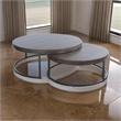 Rena 2 Piece Nesting Coffee Tables- Dark Brown Mahogany- Black Metal