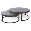 Rena 2 Piece Nesting Coffee Tables- Dark Brown Mahogany- Black Metal