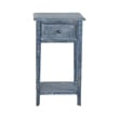 Rena Side End Table with 1 Drawer- 17 Inch Rustic Blue Mahogany Wood