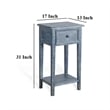 Rena Side End Table with 1 Drawer- 17 Inch Rustic Blue Mahogany Wood